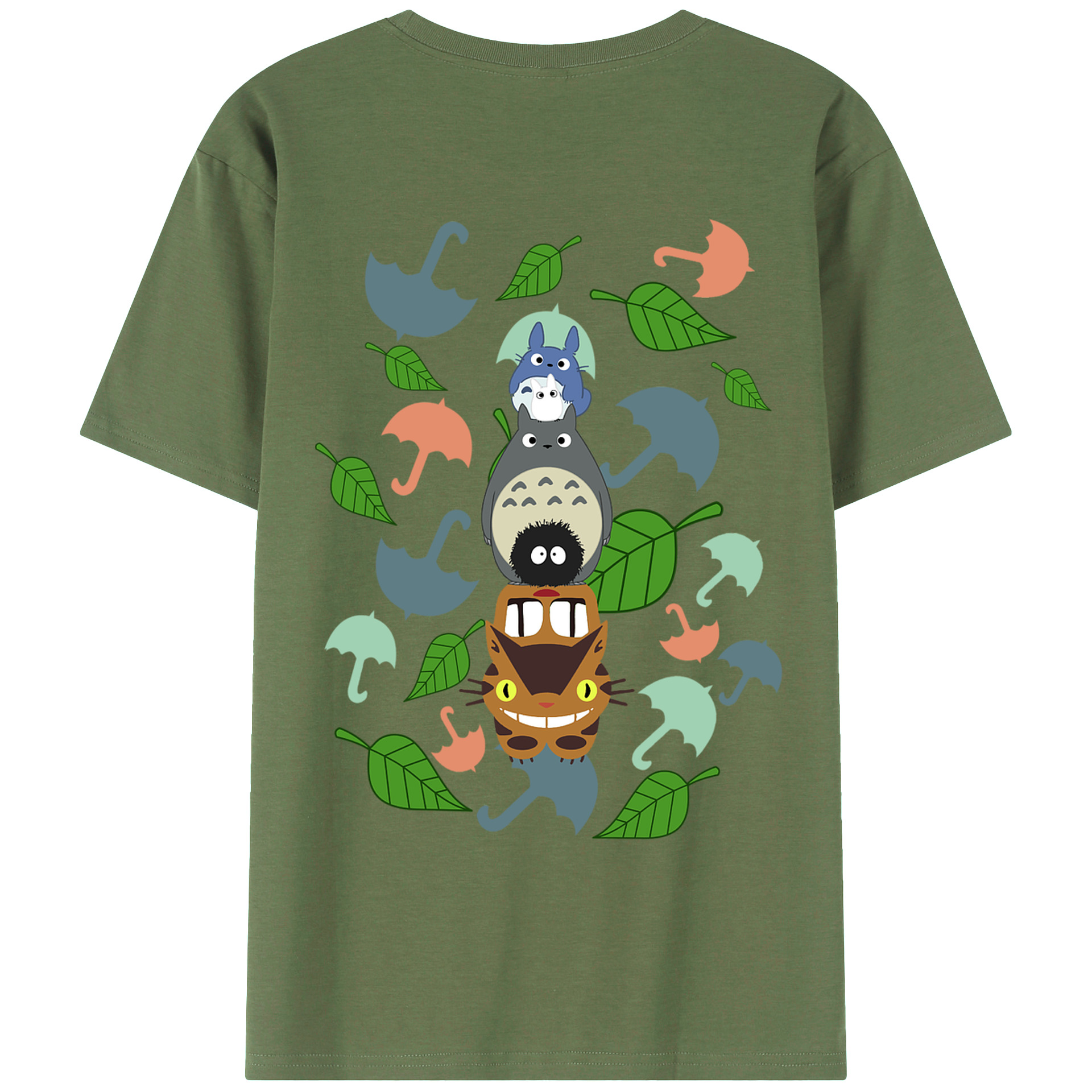（画像用） となりのトトロ 草壁メイ 草壁サツキ My Neighbor Totoro Satsuki Kusakabe Mei Kusakabe 綿100％ メンズ半袖Tシャツ（バックプリント） 通気性